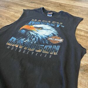 Harley Davidson Muscle Shirt Mens XL Black Tank Moore Oklahoma Biker Eagle